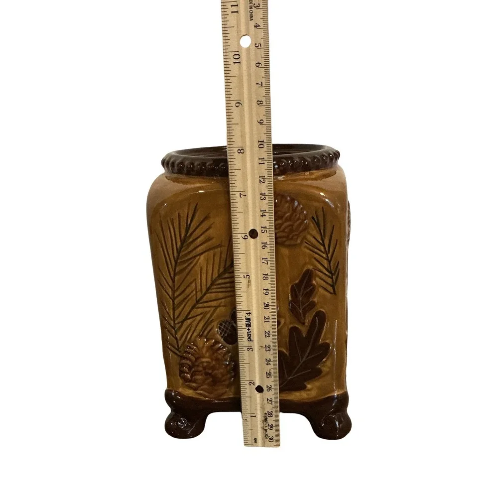 Heartfelt Kitchen Creations Ceramic Woodland Canister Pinecone Acorn Brown 9.5in